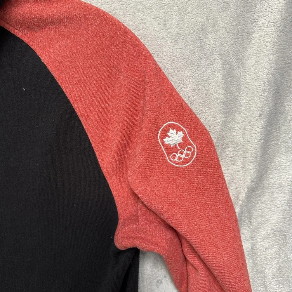 Canada Hoodie Full Zip Mens Large Black‎ Red Adidas Climawarm Olympic Team